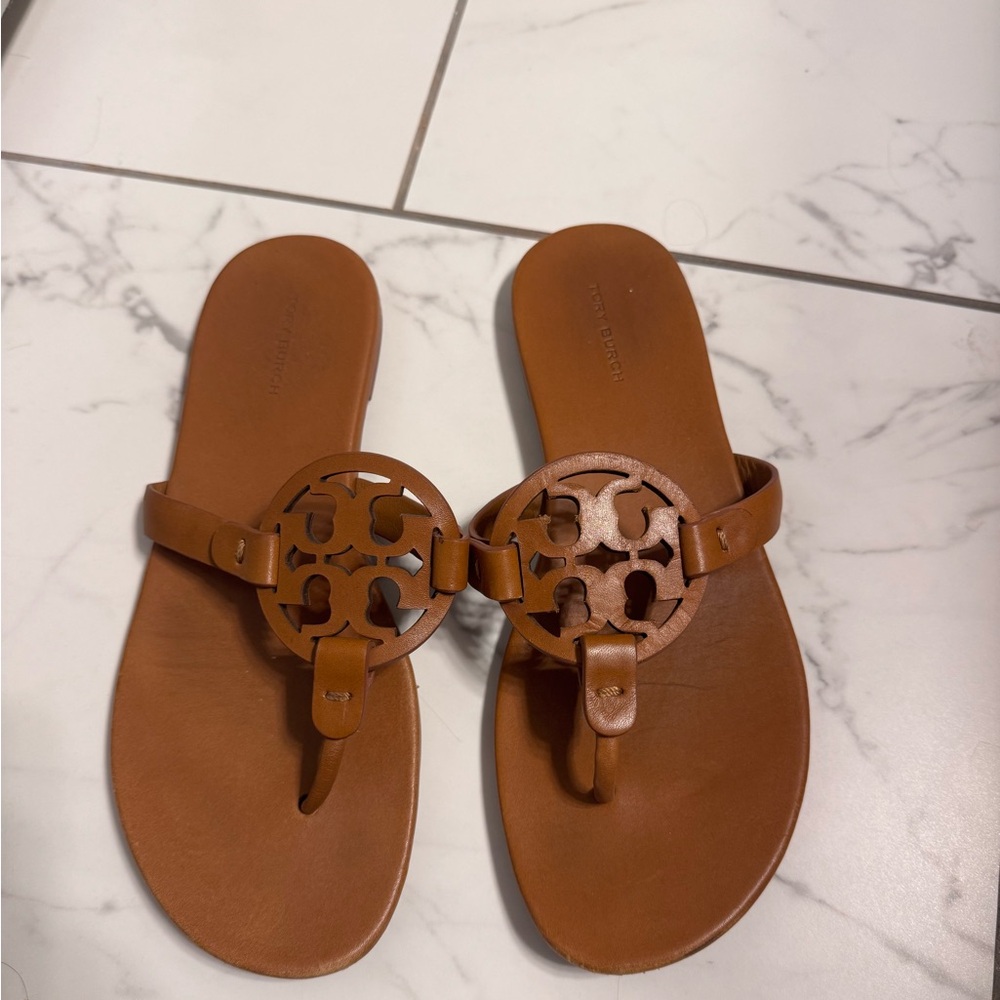 Tory Burch Brown Leather Miller Sandals Size 8